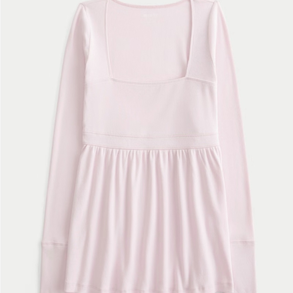 Hollister Light Pink Long Sleeve Babydoll Top